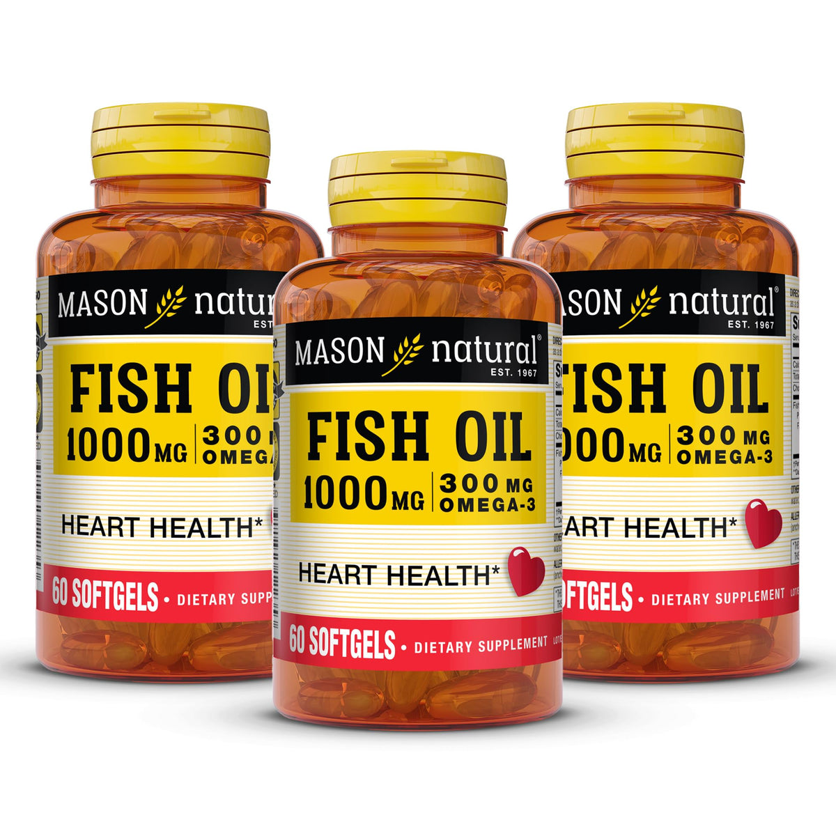 MASON NATURAL Huile de Poisson Omega-3 1000 mg, gélules en boîte