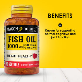 MASON NATURAL Huile de Poisson Omega-3, étiquette avec informations nutritionnelles