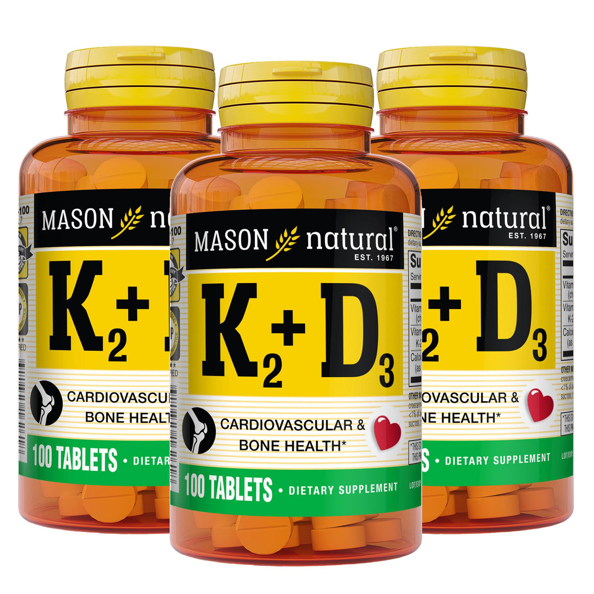MASON NATURAL K2 & D3 avec Calcium 300 jours - vue avant