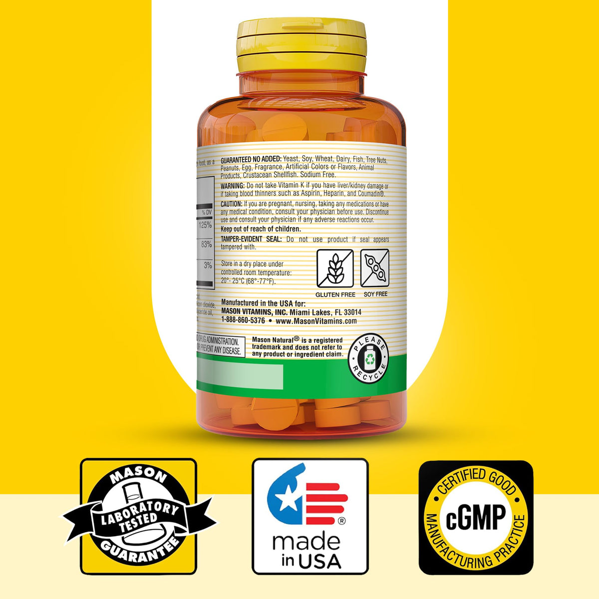 MASON NATURAL K2 & D3 avec Calcium - vue arrière