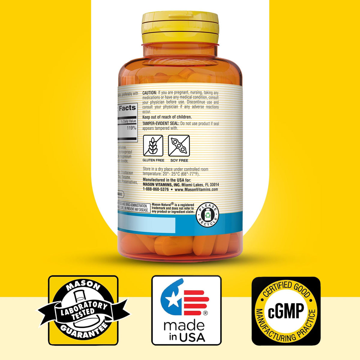 MASON NATURAL Magnésium 500 mg comprimés, détail des ingrédients