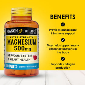 MASON NATURAL Magnésium 500 mg comprimés, vue arrière de l'emballage