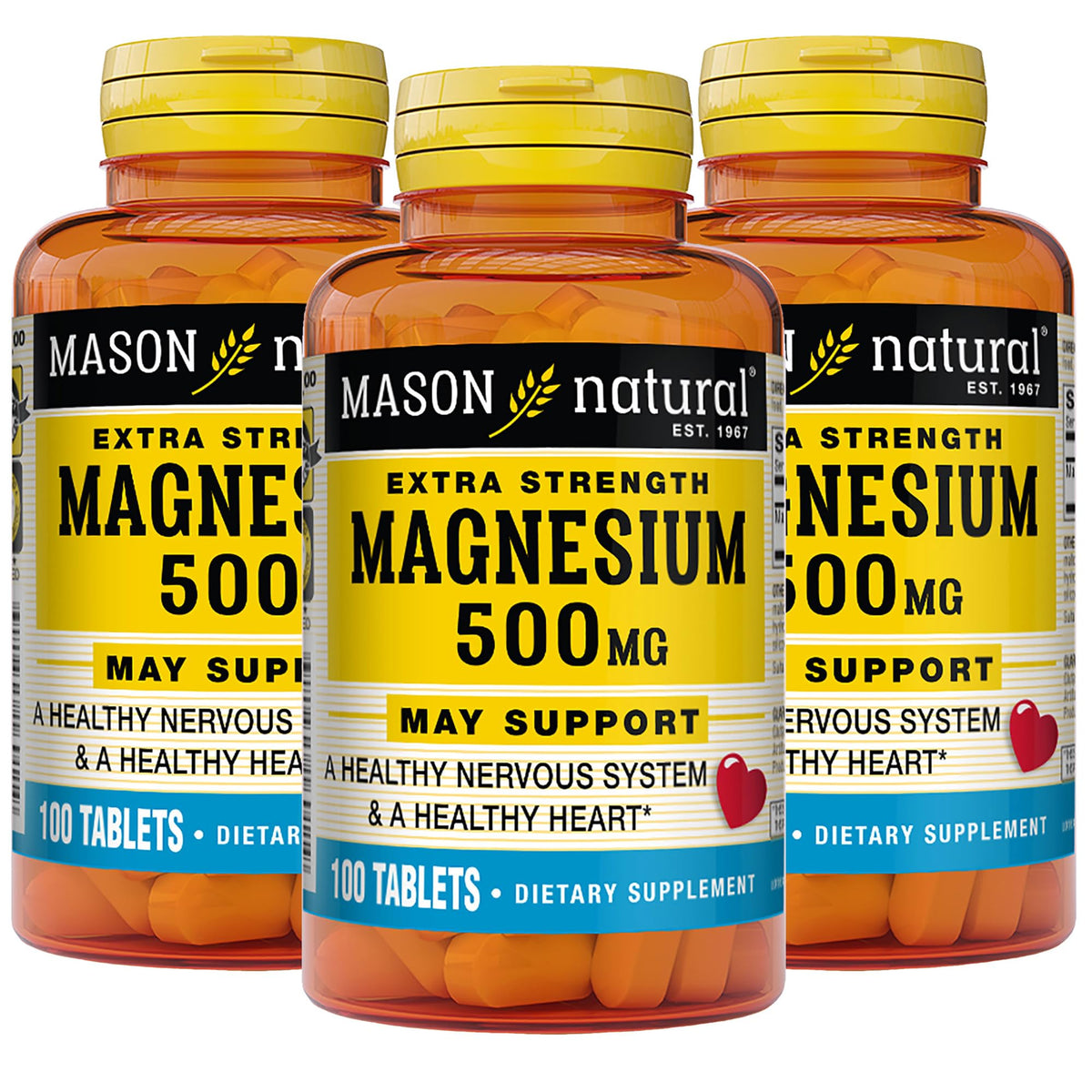 MASON NATURAL Magnésium 500 mg comprimés, vue avant de l'emballage