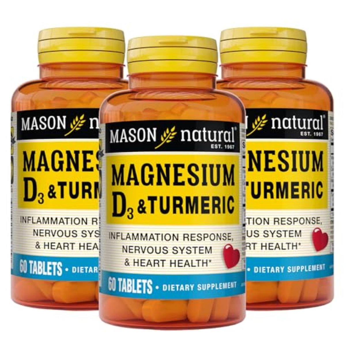 Mason Natural Magnésium et Vitamine D3 180 jours, vue avant