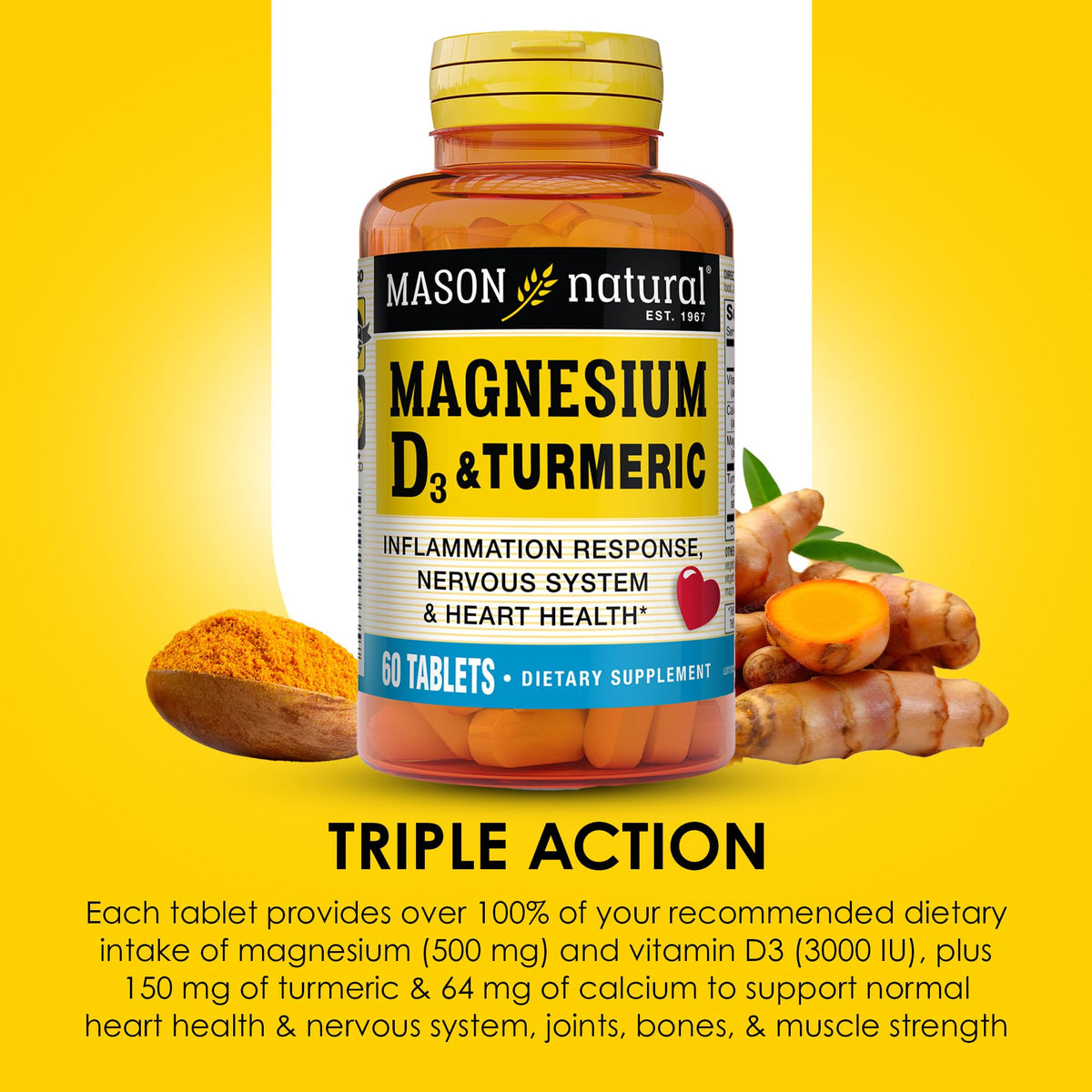 MASON NATURAL Magnésium et Vitamine D3 comprimés côté