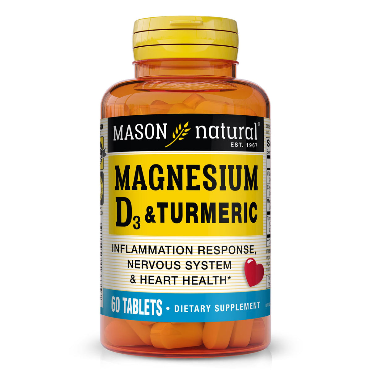 MASON NATURAL Magnésium et Vitamine D3 comprimés de 60 jours vue avant