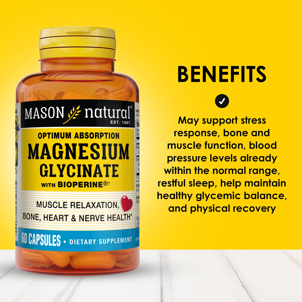 MASON NATURAL Magnésium Glycinate 240 mg capsules avec emballage