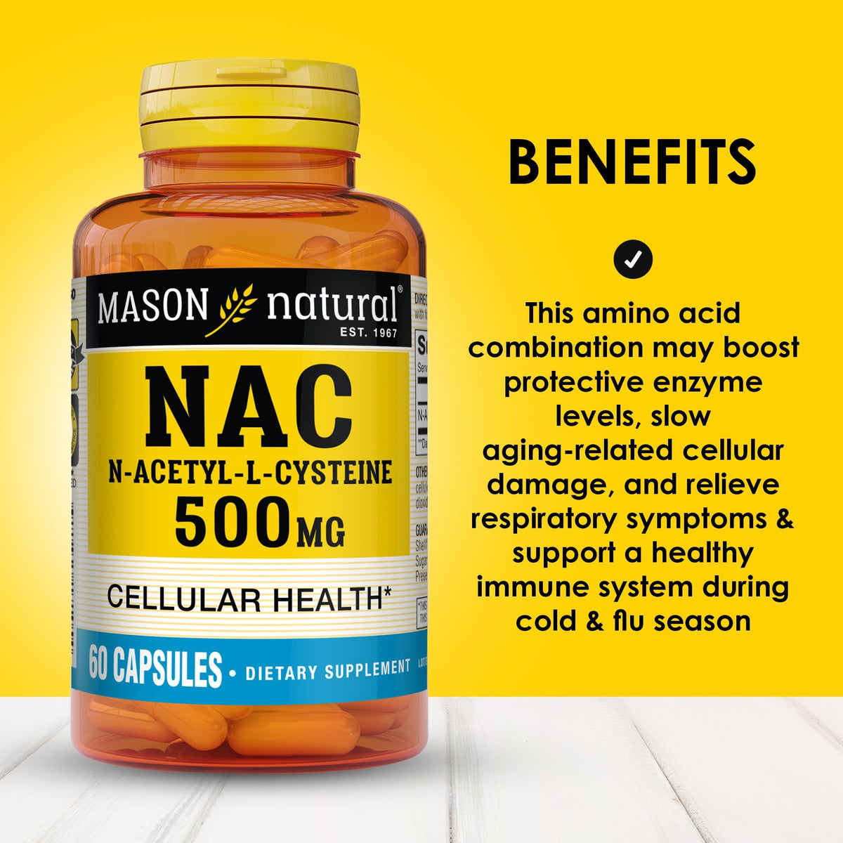 MASON NATURAL NAC N-Acétyl-L-Cystéine 500 mg capsules arrière