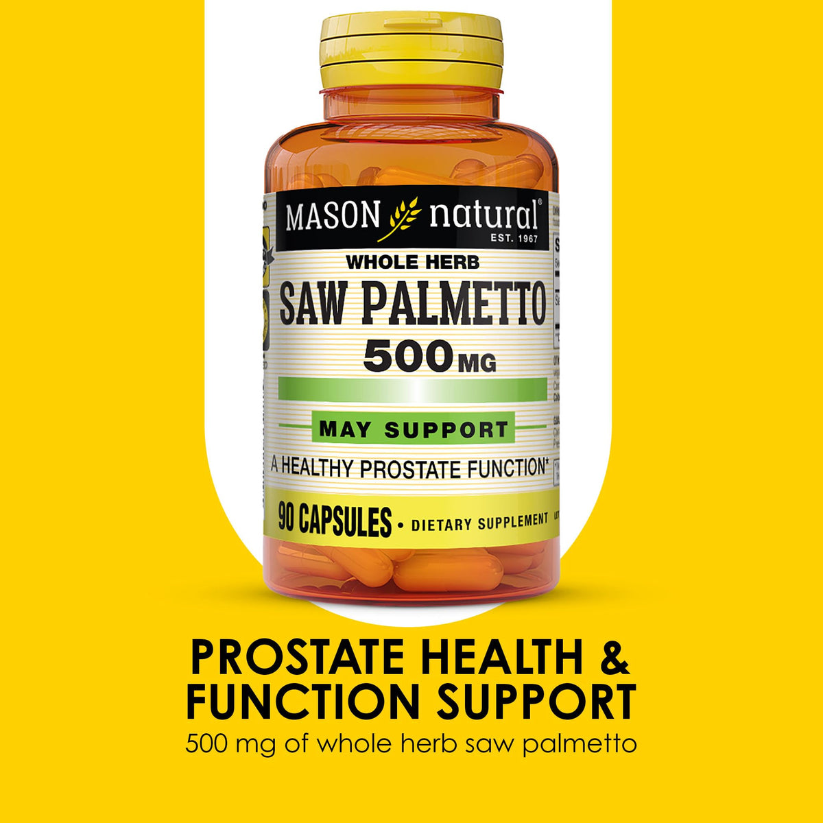 MASON NATURAL Saw Palmetto 500 mg 90 capsules, côté gauche