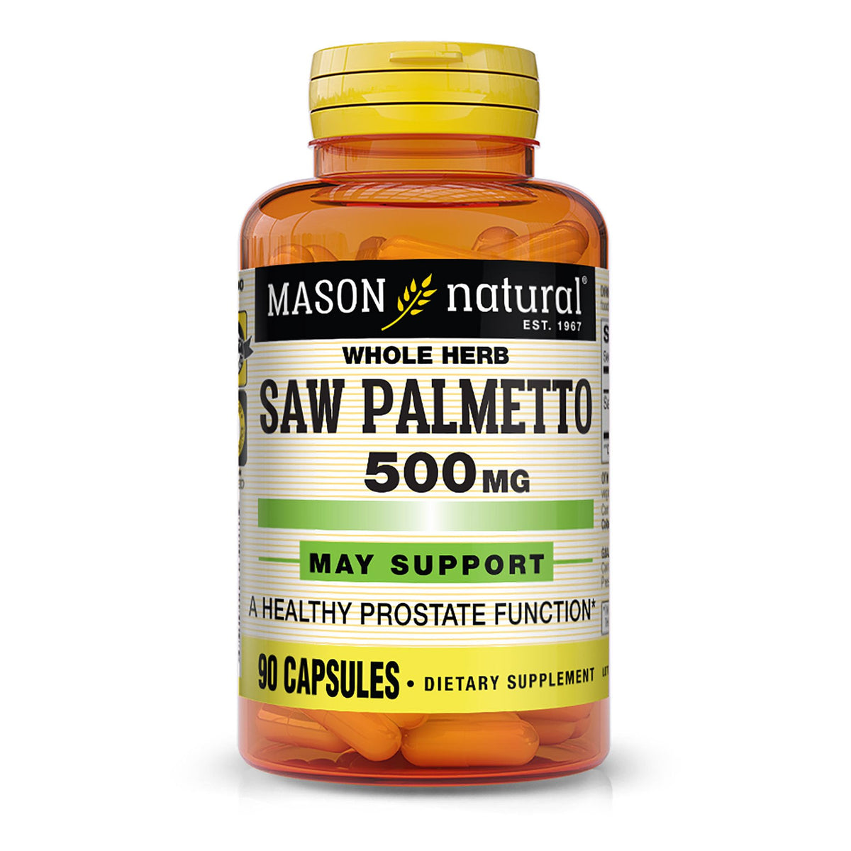 MASON NATURAL Saw Palmetto 500 mg 90 capsules, vue de face