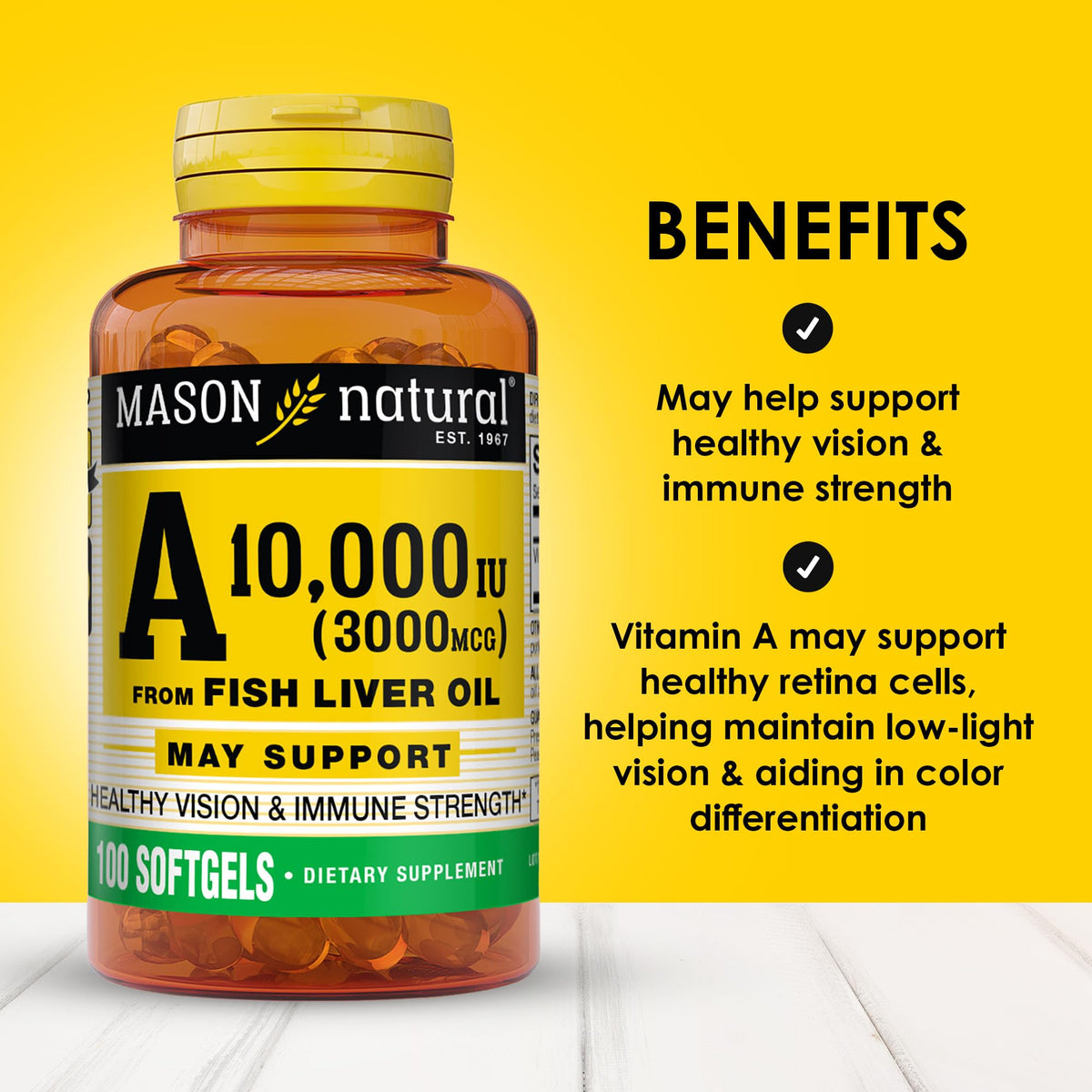 MASON NATURAL Vitamine A 3 000 mcg gélules molles arrière