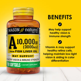 MASON NATURAL Vitamine A 3 000 mcg gélules molles arrière