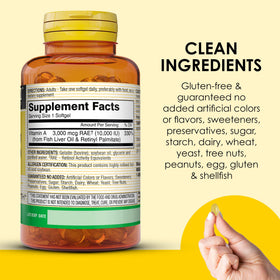 MASON NATURAL Vitamine A 3 000 mcg gélules molles ouvertes