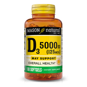 MASON NATURAL Vitamine D3 125 mcg 5000 UI gélules molles vue de face