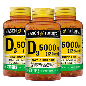 MASON NATURAL Vitamine D3 125 mcg boîte de 50 gélules vue de face