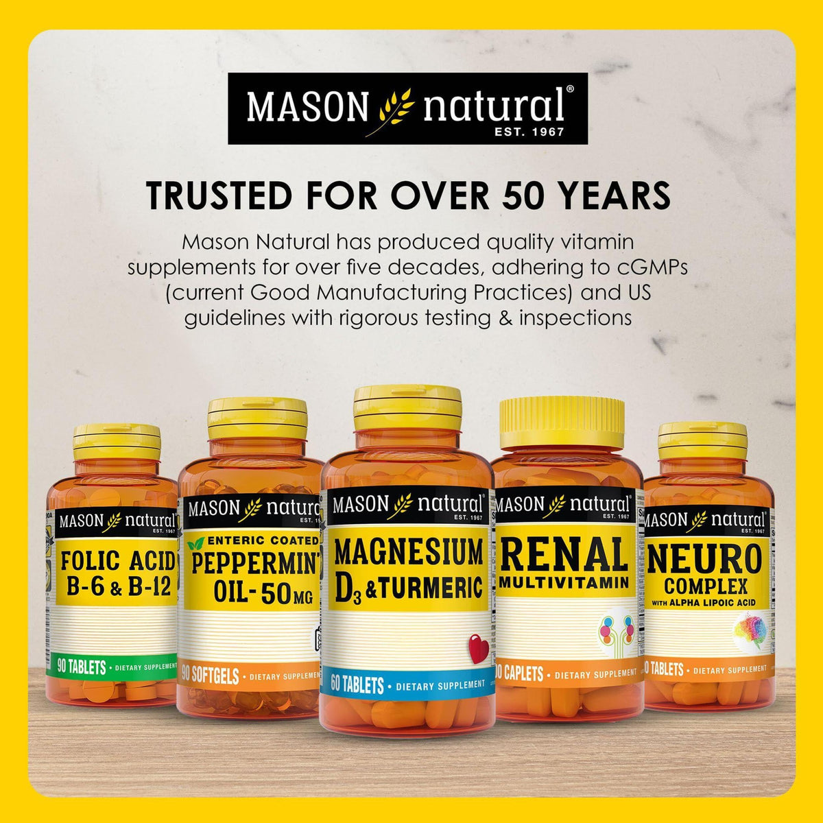 MASON NATURAL Vitamine D3 125 mcg gélules avec arrière-plan neutre