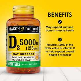 MASON NATURAL Vitamine D3 125 mcg gélules en gros plan