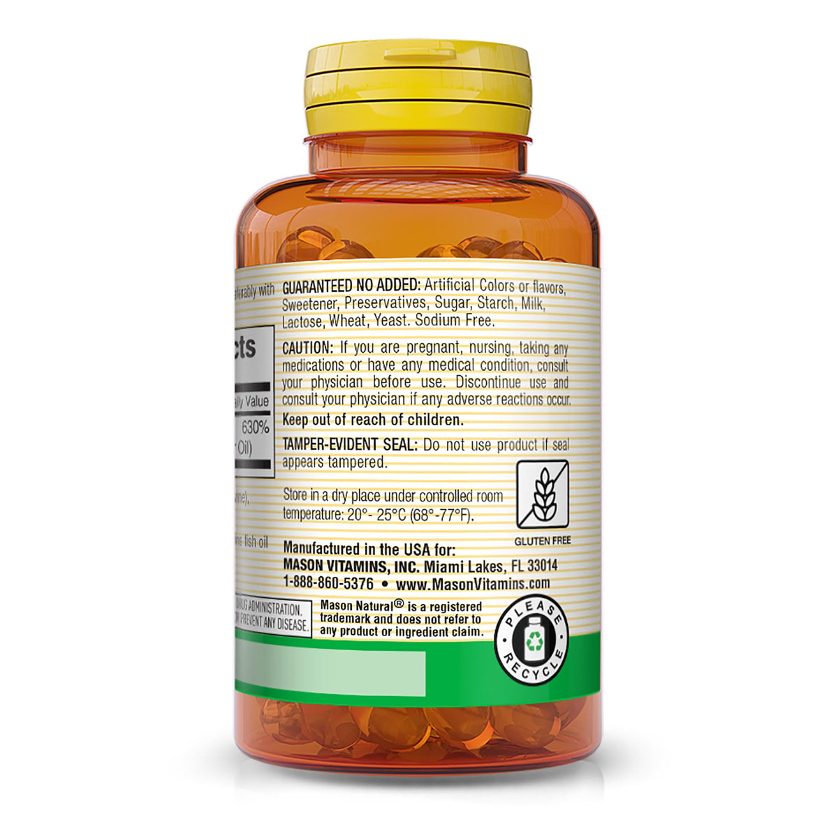 MASON NATURAL Vitamine D3 125 mcg gélules molles sur fond blanc