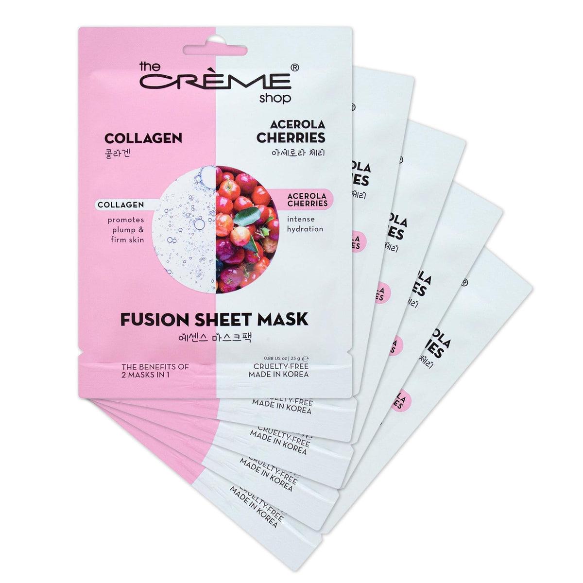 Masque en tissu Collagène & Cerise Acerola - paquet de 5 masques