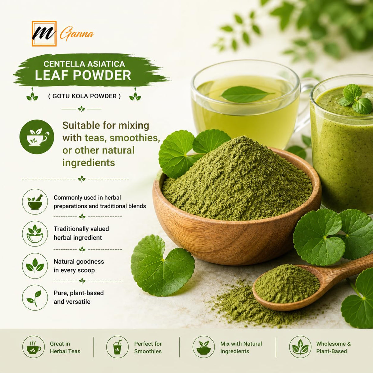 Masque facial fait avec la poudre de Gotu Kola