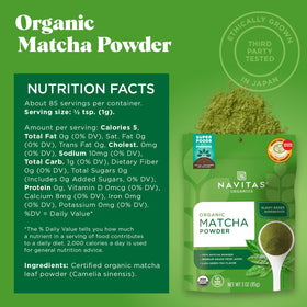Matcha Latte préparé avec la Poudre de Matcha Navitas Organics