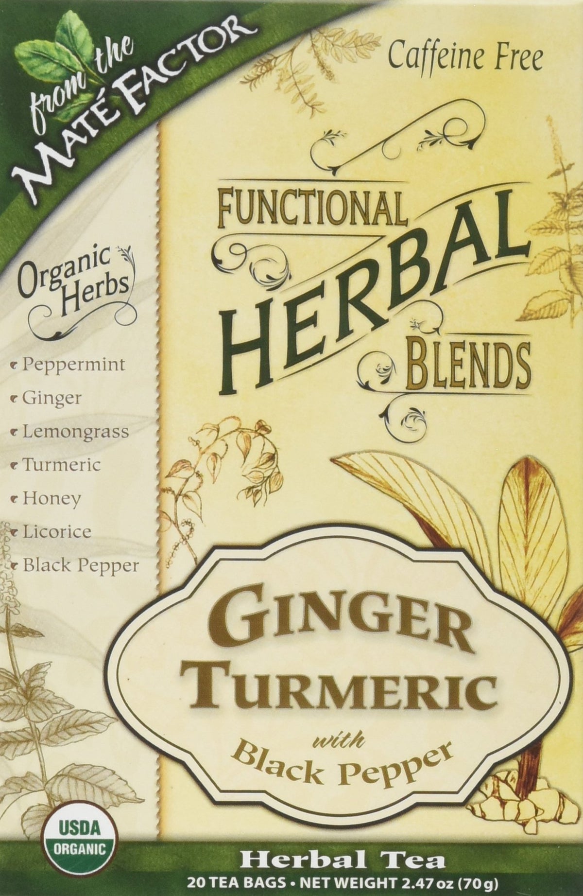 Maté Factor Mélange Herbes Fonctionnels Curcuma Gingembre 20 sachets vue avant