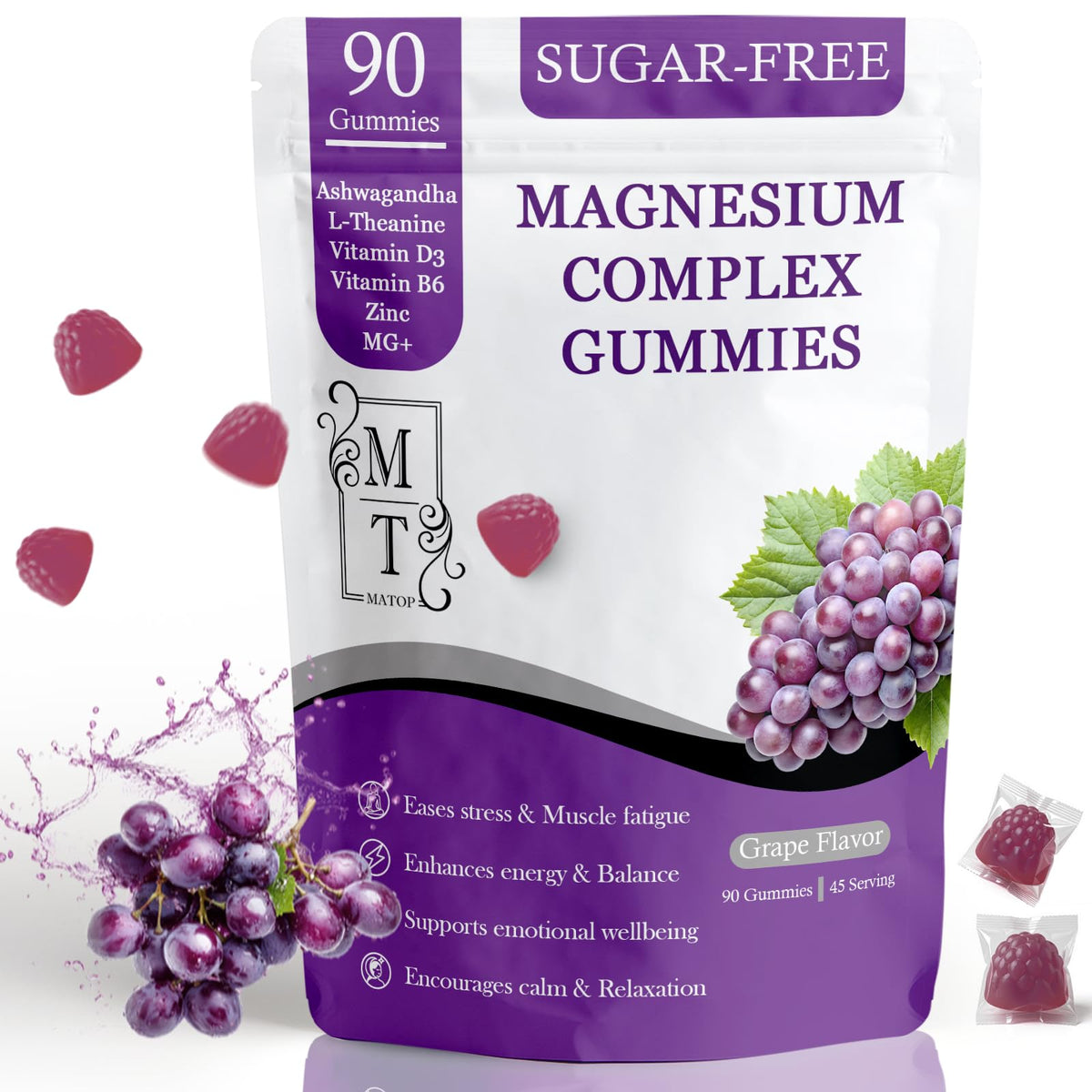 MATOP Gummies Végétaliennes Complexe de Magnésium 90 pièces, vue de face