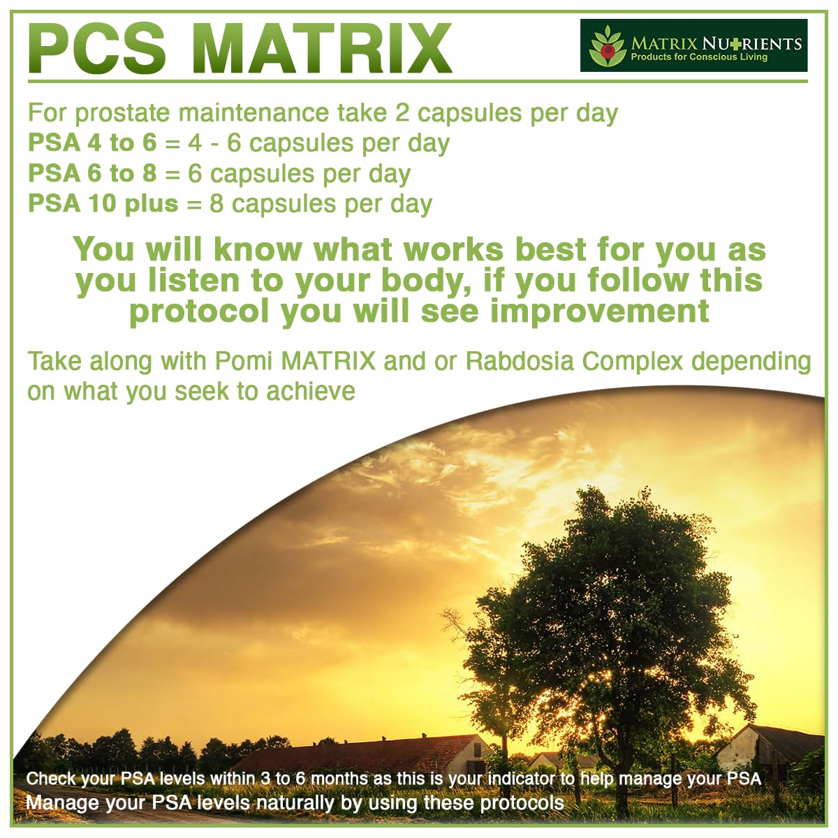 Matrix Nutrients PCS Matrix 120 capsules côté gauche