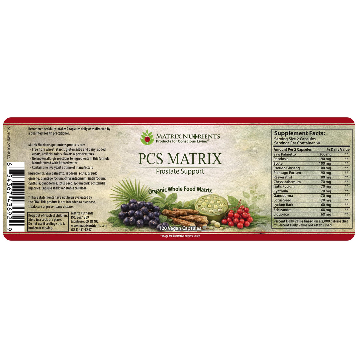 Matrix Nutrients PCS Matrix capsules sur fond blanc