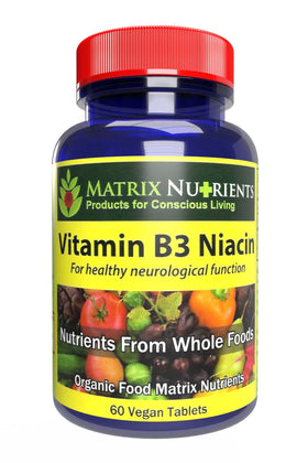 Matrix Nutrients Vitamine B3 Niacine bio 60 comprimés devant la boîte