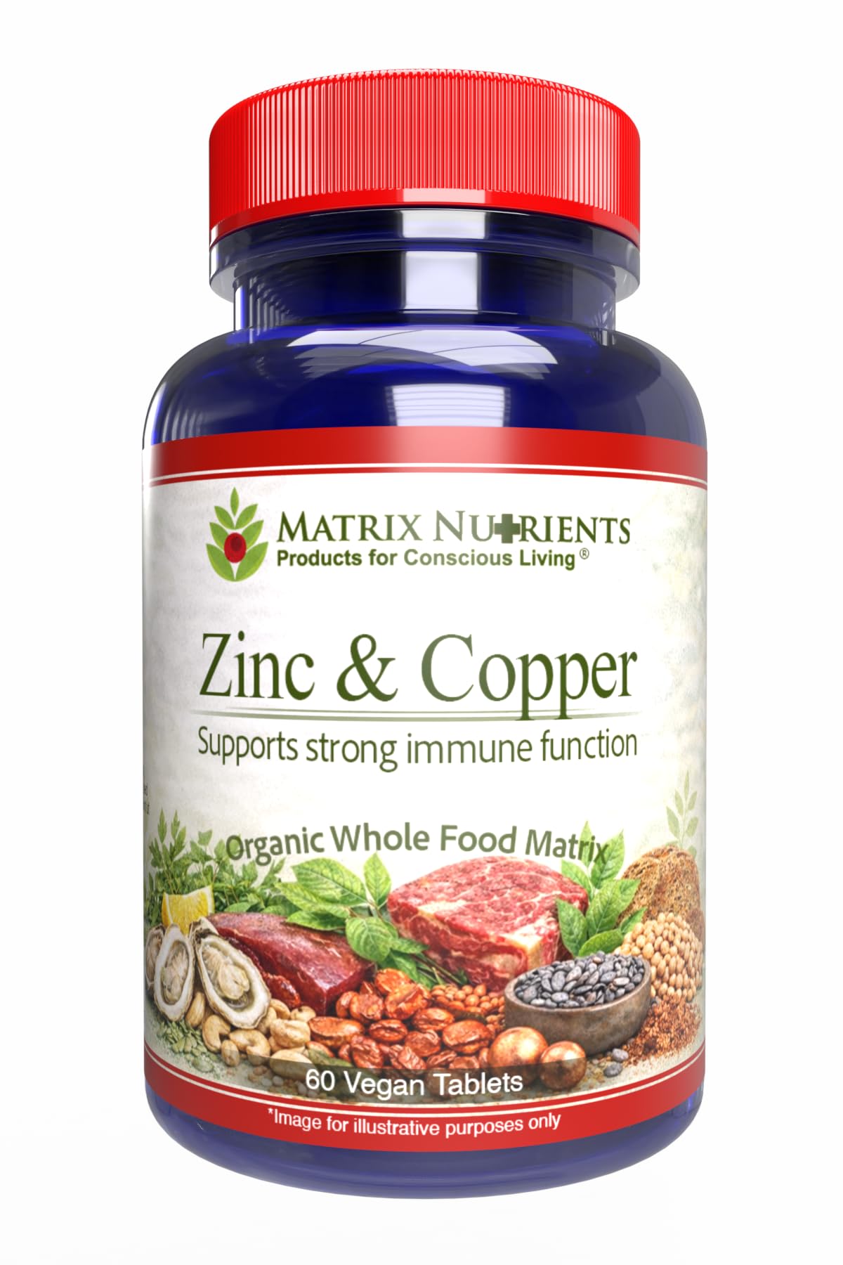 Matrix Nutrients Zinc & Cuivre 60 comprimés, vue avant de l'emballage