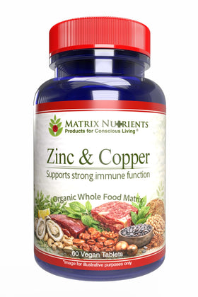 Matrix Nutrients Zinc & Cuivre 60 comprimés, vue avant de l'emballage