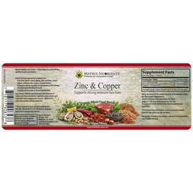 Matrix Nutrients Zinc & Cuivre 60 comprimés, vue de côté de l'emballage