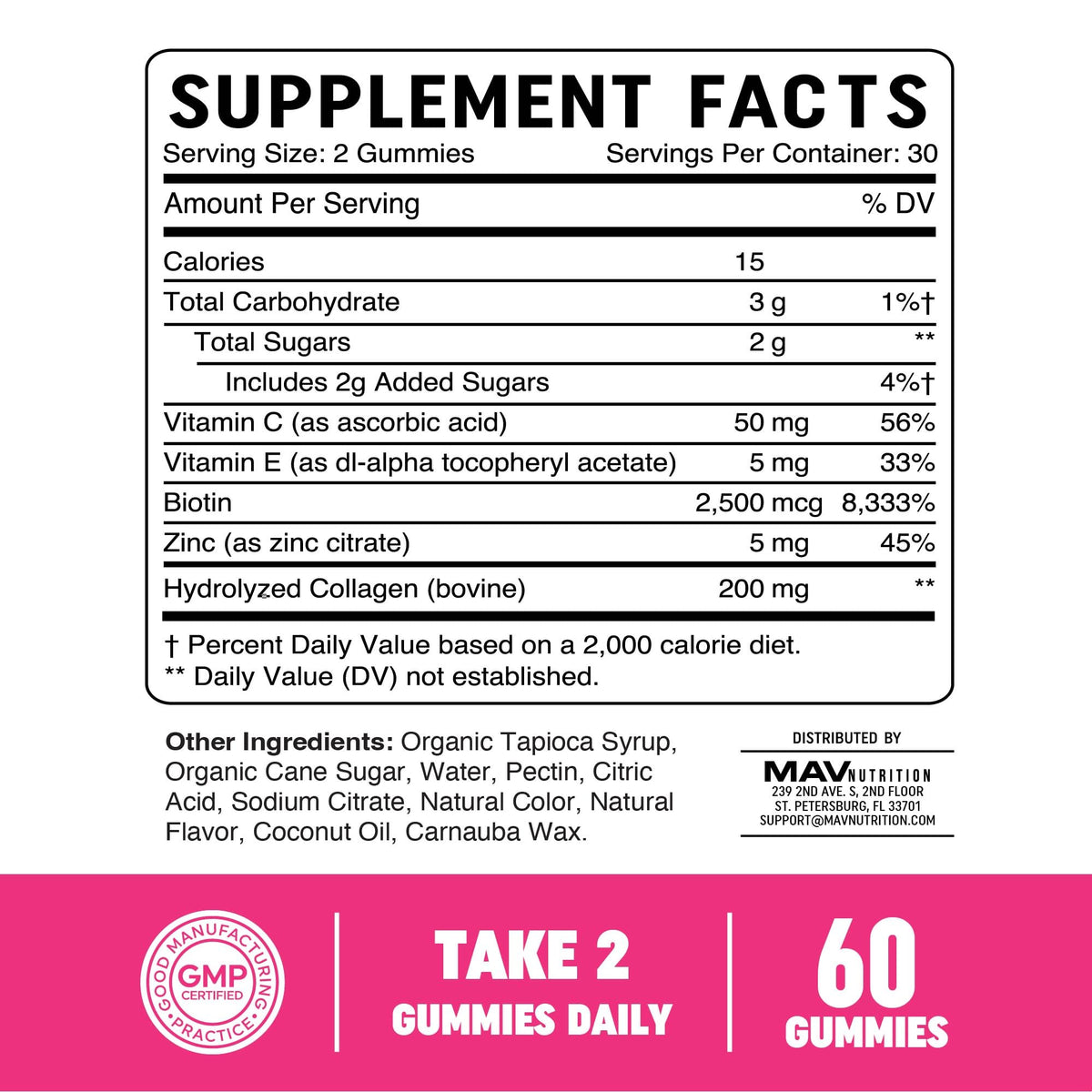 MAV NUTRITION Collagen Gummies 200mg flacon ouvert