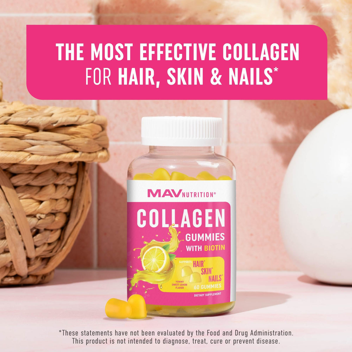 MAV NUTRITION Collagen Gummies 200mg gummies à l'intérieur du flacon