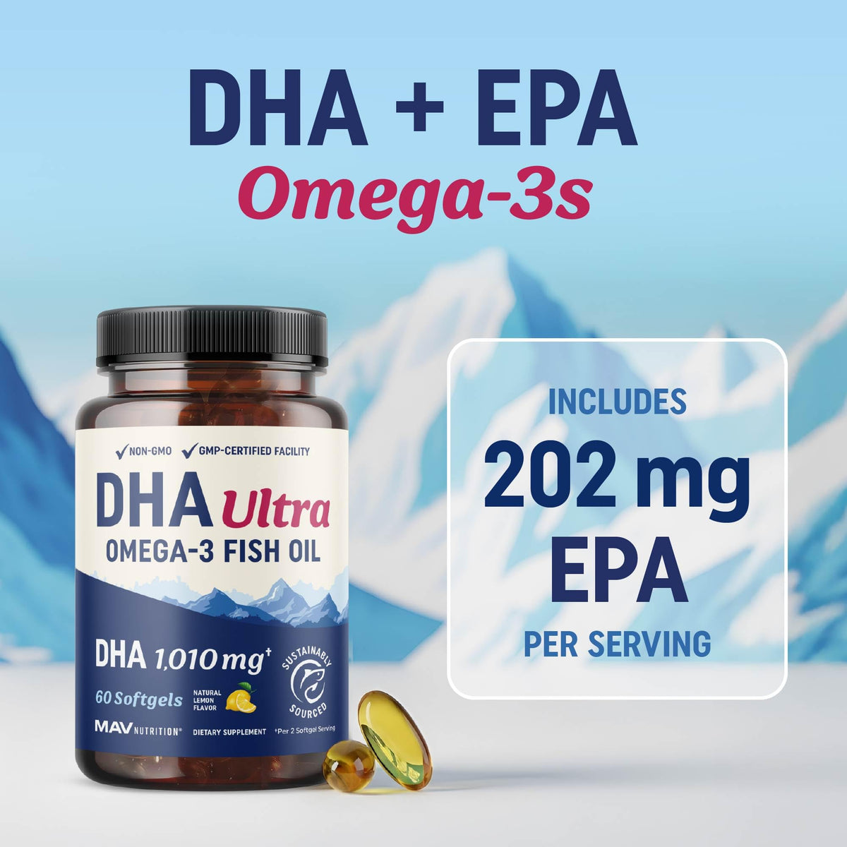 MAV NUTRITION DHA Ultra 1010MG, capsules de citron