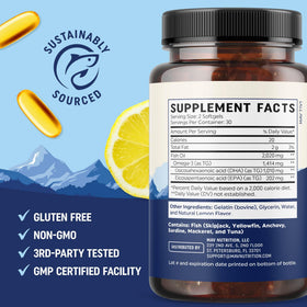 MAV NUTRITION DHA Ultra 1010MG, flacon ouvert avec capsules
