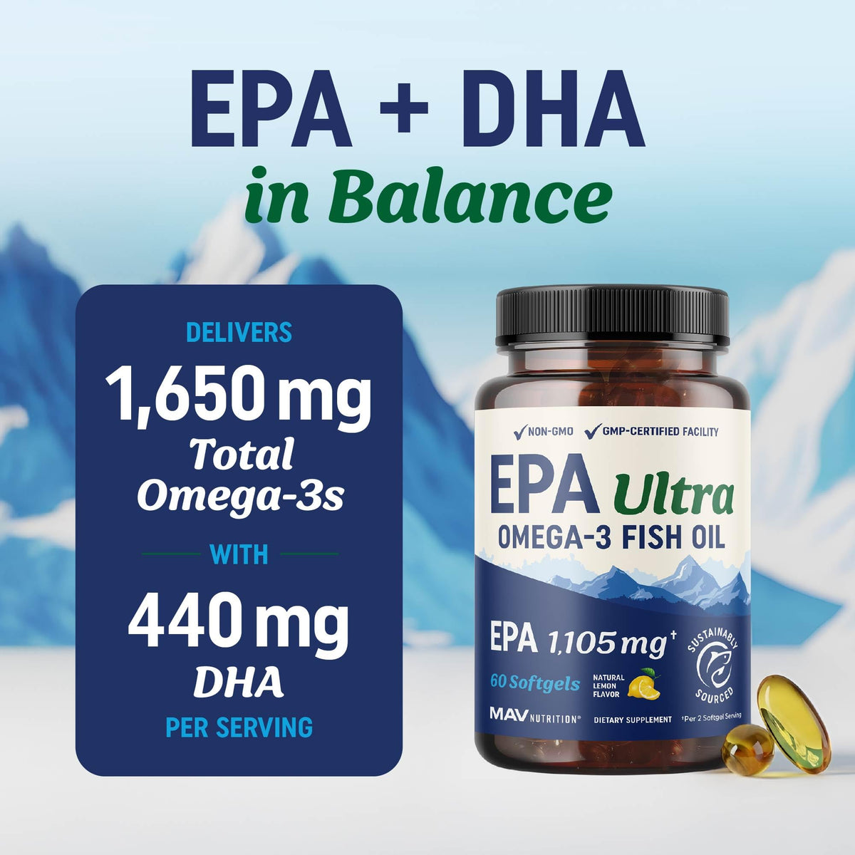 MAV NUTRITION EPA Ultra 1105MG étiquette du produit