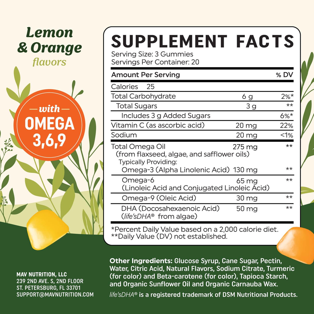 MAV NUTRITION Gummies Omega 3-6-9 gummies avec des fruits