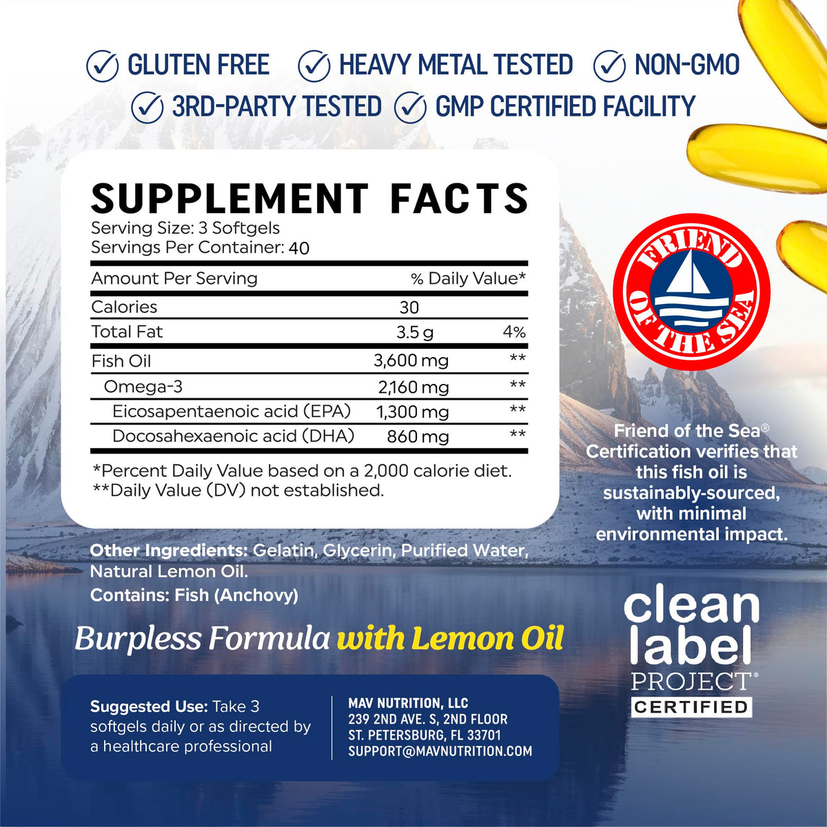 MAV NUTRITION Huile de Poisson Omega 3 prise avec un verre d'eau