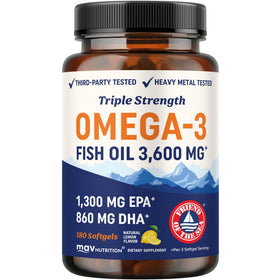 MAV NUTRITION Huile de Poisson Omega 3 Triple Force 3600 mg flacon avant