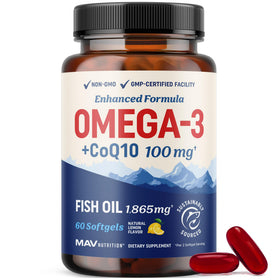 MAV NUTRITION Omega 3 Huile de Poisson + Co Q10 1350mg avant