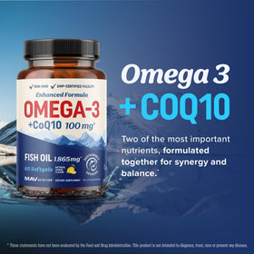 MAV NUTRITION Omega 3 Huile de Poisson + Co Q10 1350mg en environnement