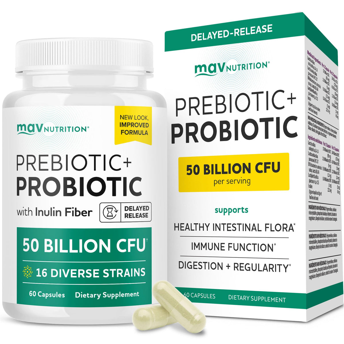 MAV NUTRITION Prébiotiques et Probiotiques 50 Milliards CFU vue avant