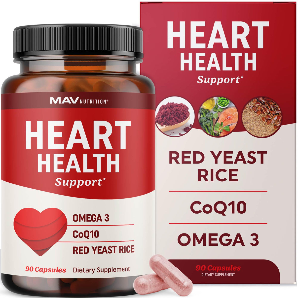 MAV NUTRITION Riz Rouge 1200mg avec CoQ10 et Oméga 3 - emballage avant