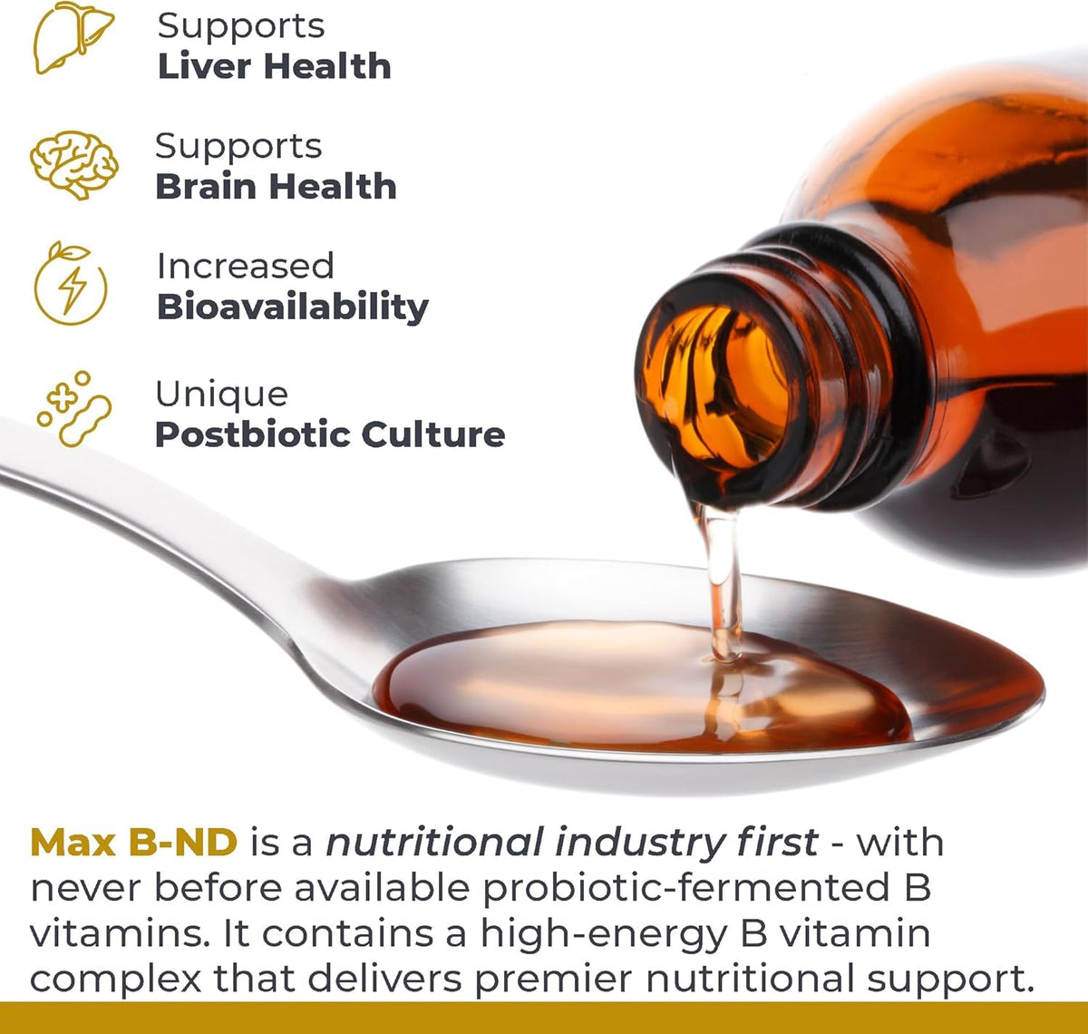 Max B-ND Complément Alimentaire Liquide sur un fond de cuisine