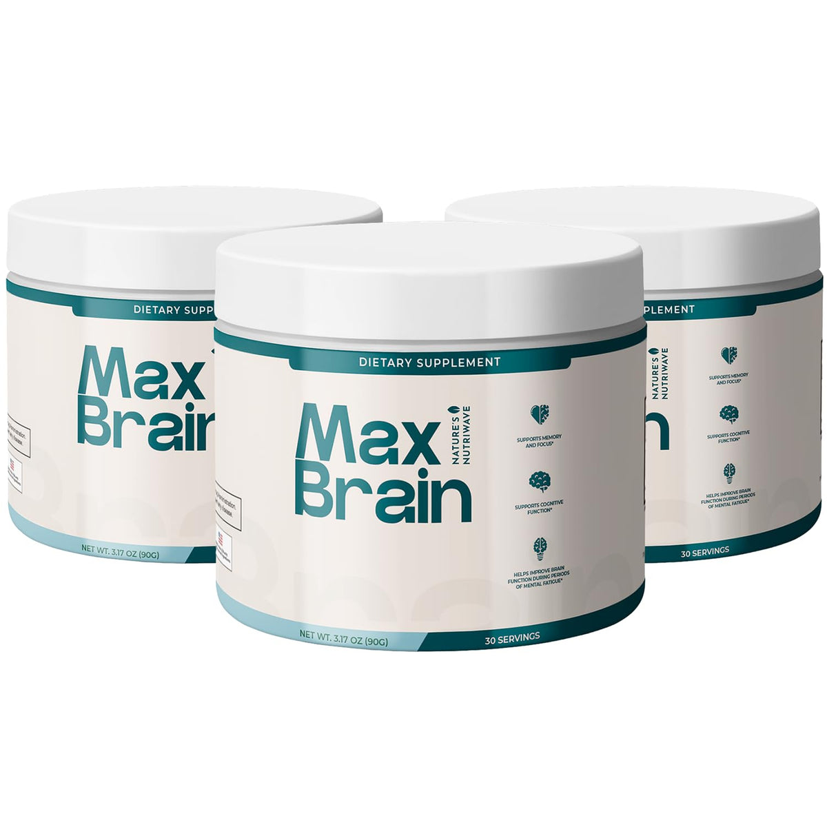Max Brain Poudre 550g vue avant avec étiquette colorée