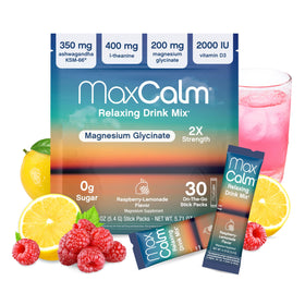 Max Calm Mélange de Boisson Saveur Framboise-Citron, sachets individuels