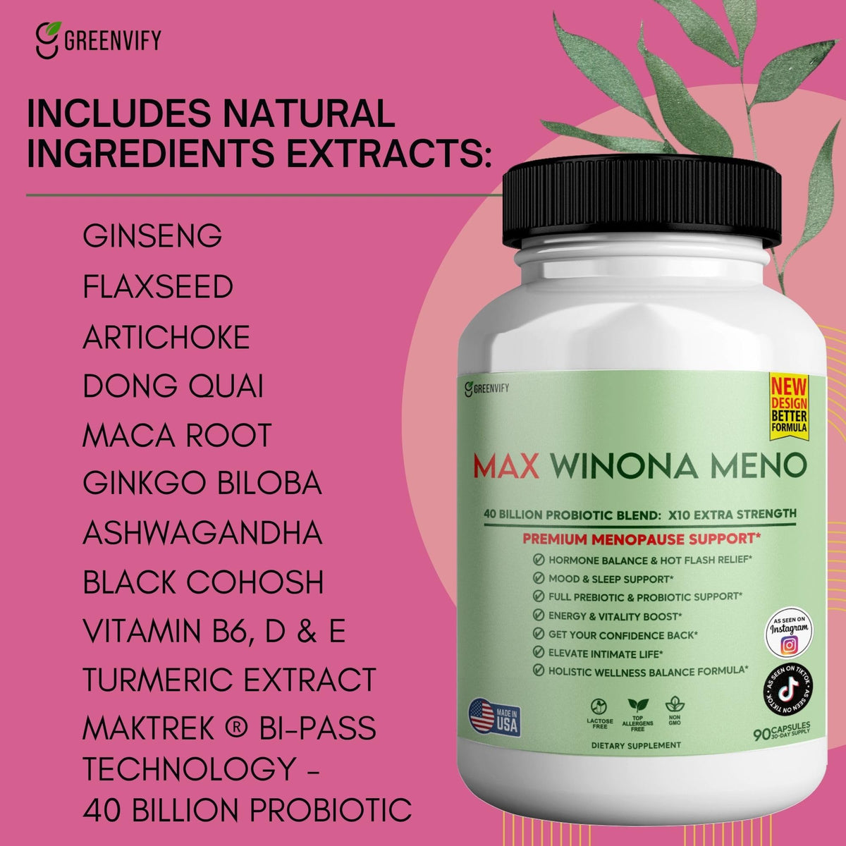 Max Winona Meno capsules dans une main