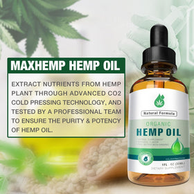 MaxHemp Huile Bio Premium 3 Pack présentation sur une table
